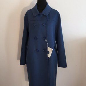 'S MaxMara Virgin wool and angora coat in dusty royal blue - size IT38, US 4 NWT